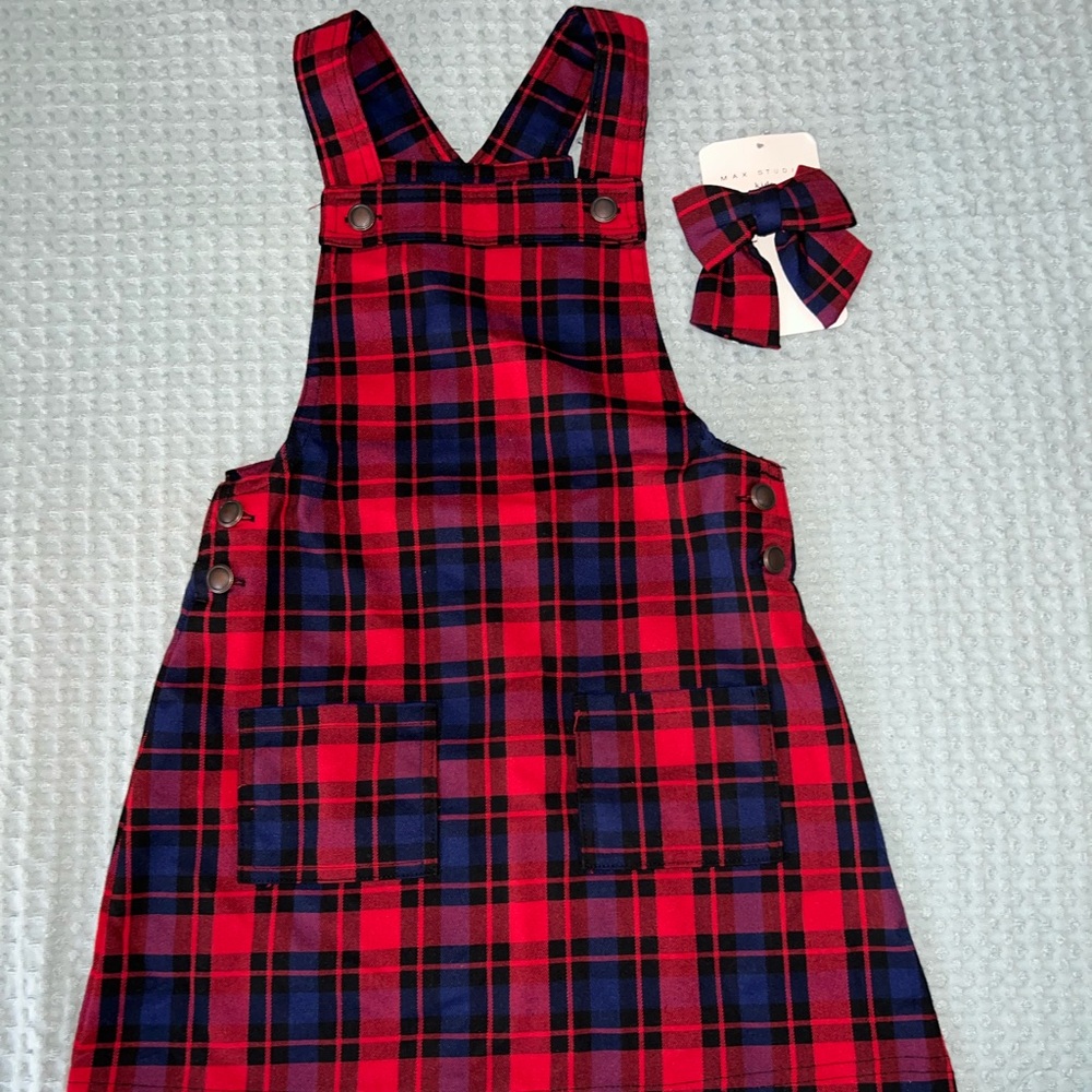 ⭐️3/$30⭐️ Max Studio plaid jumper with matching hair clip size 6